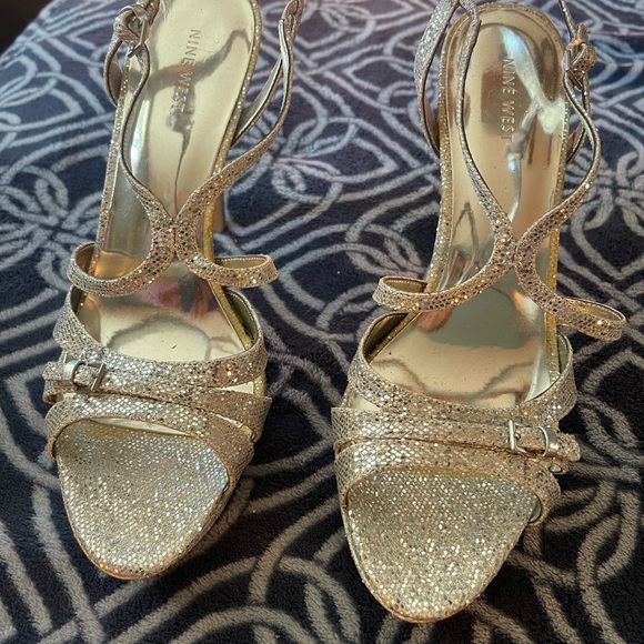 Nine West, Size 11, Sparley Silver Stilettos - Picture 3 of 4